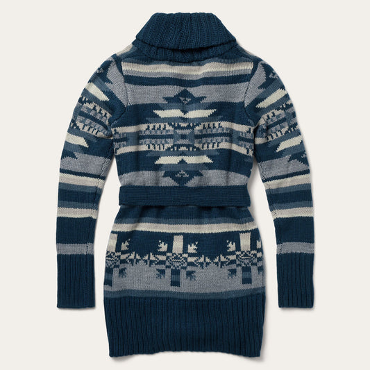 Indigo Aztec Belted Cardigan Women