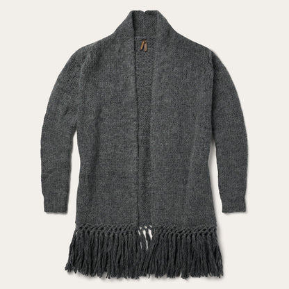Charcoal Fringed Cardigan Women