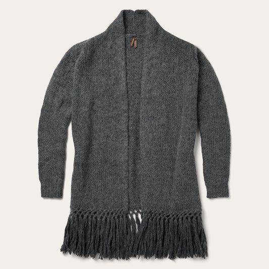 Charcoal Fringed Cardigan Women