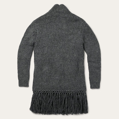 Charcoal Fringed Cardigan Women