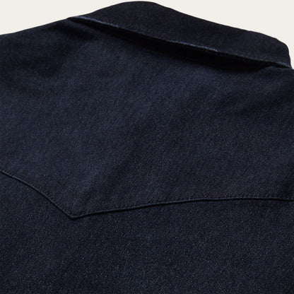 Embroidered Dark Denim Snap Front Shirt Women