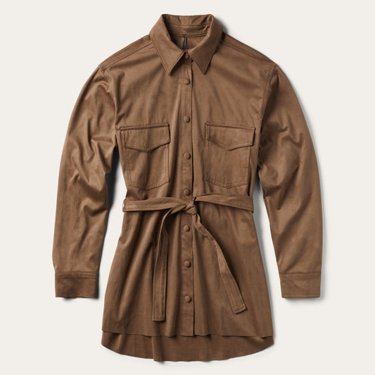 Khaki Suede Western Shirt Women