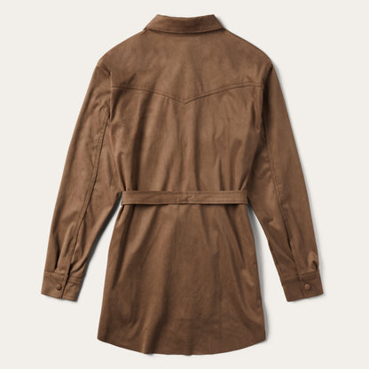 Khaki Suede Western Shirt Women