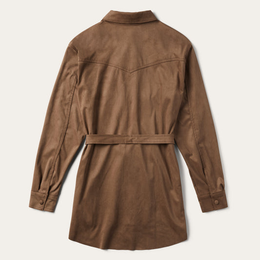 Khaki Suede Western Shirt Women