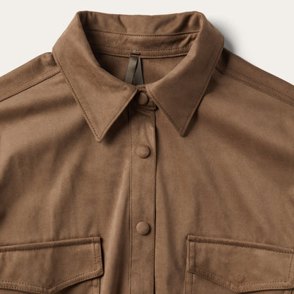 Khaki Suede Western Shirt Women