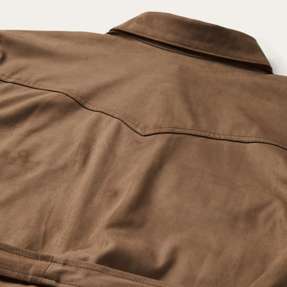 Khaki Suede Western Shirt Women