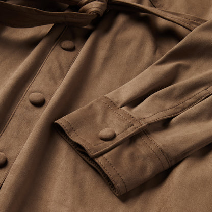 Khaki Suede Western Shirt Women