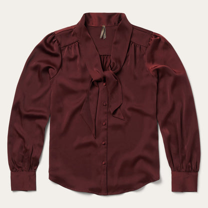Wine Satin Blouse Women