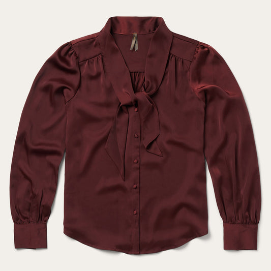Wine Satin Blouse Women