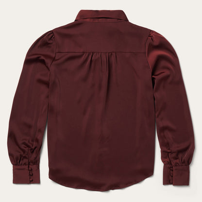 Wine Satin Blouse Women