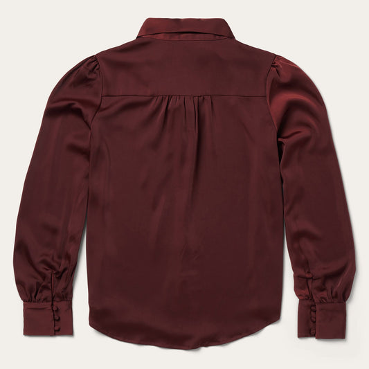 Wine Satin Blouse Women