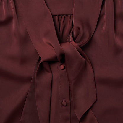 Wine Satin Blouse Women