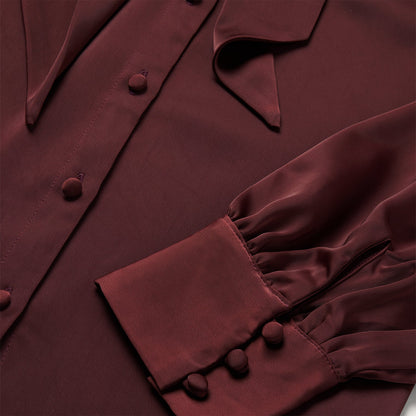 Wine Satin Blouse Women