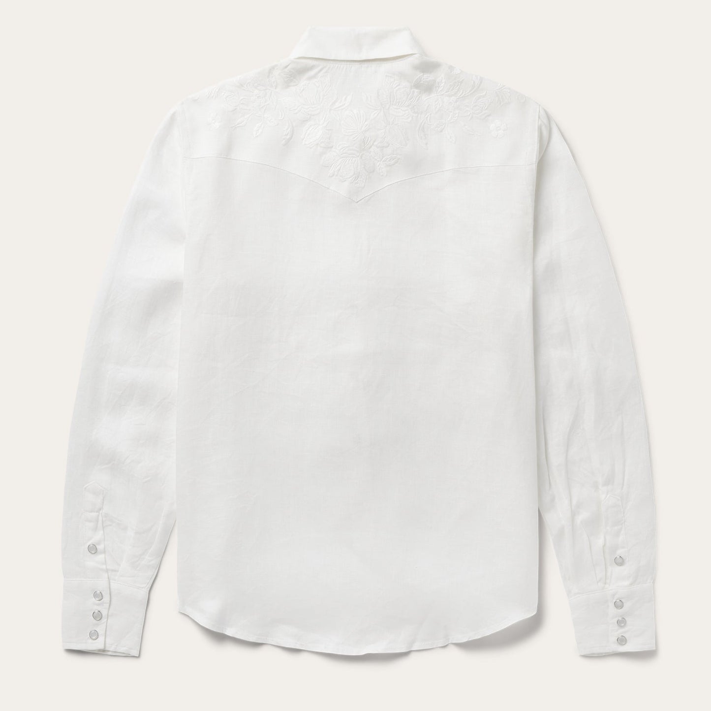 Floral Embroidered White Linen Shirt Women
