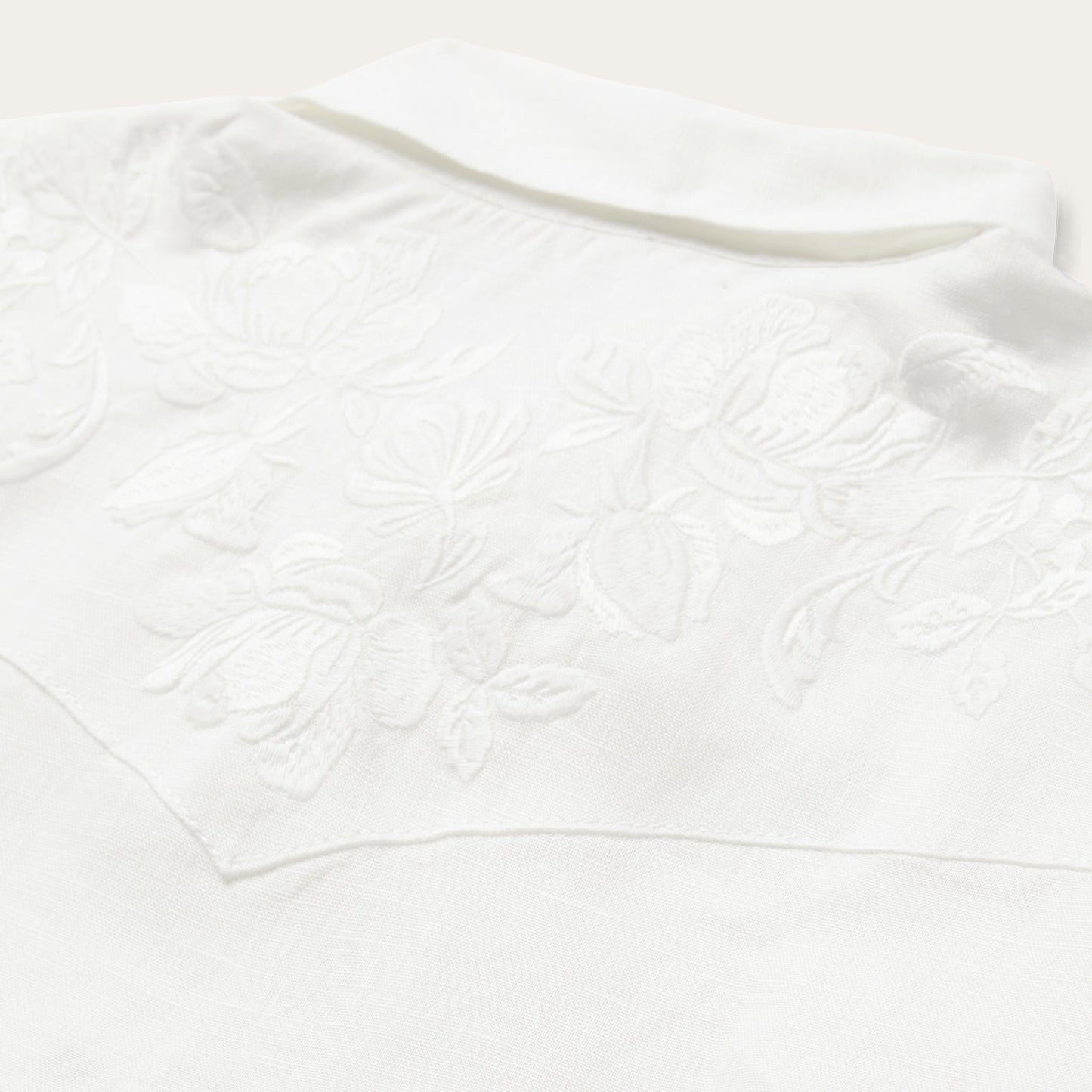 Floral Embroidered White Linen Shirt Women