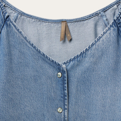 Denim Snap Front Blouse Women