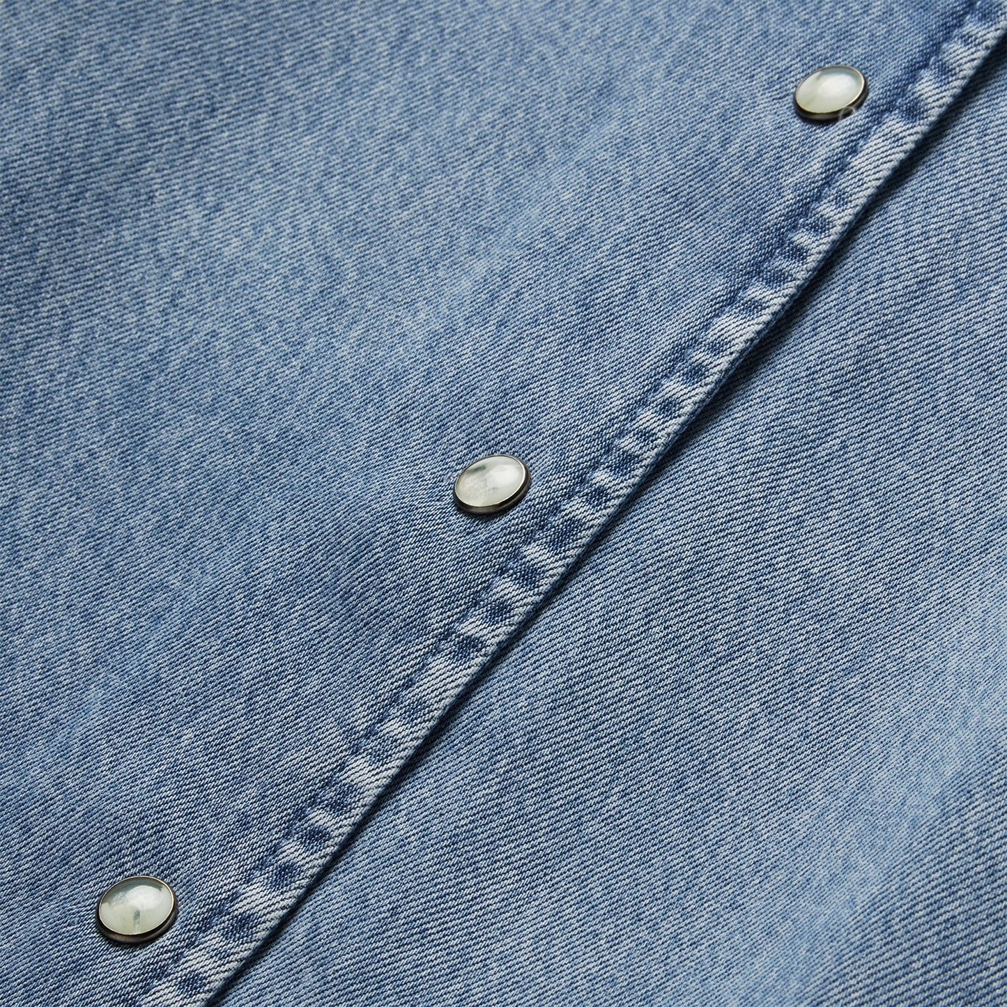 Denim Snap Front Blouse Women