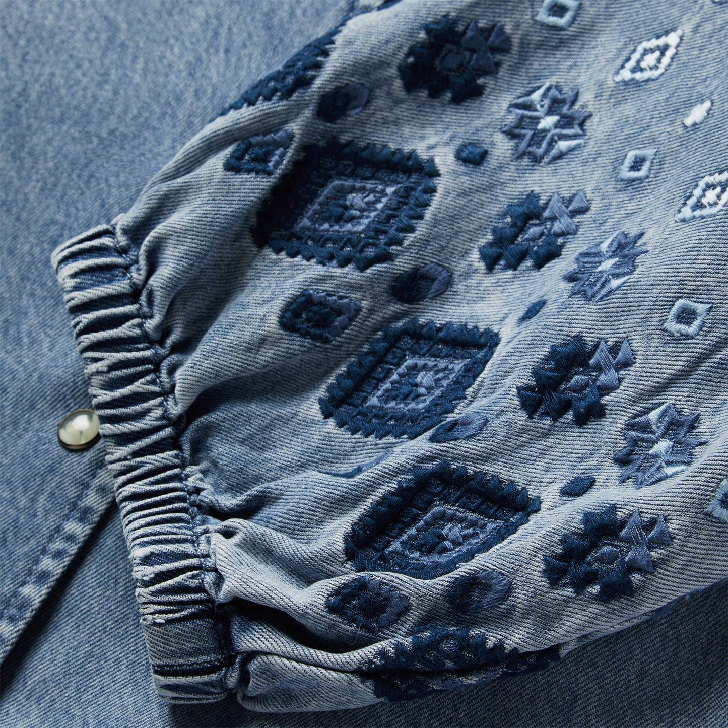 Denim Snap Front Blouse Women