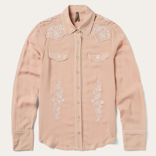 Blush Embroidered Western Shirt Women