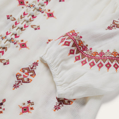 Dobby Peasant Blouse Women