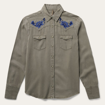 Olive Twill Western Shirt Women