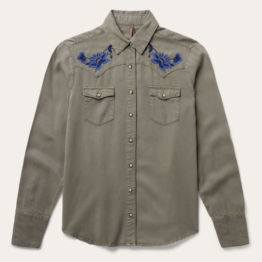 Olive Twill Western Shirt Women