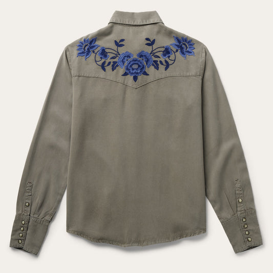 Olive Twill Western Shirt Women