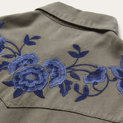 Olive Twill Western Shirt Women