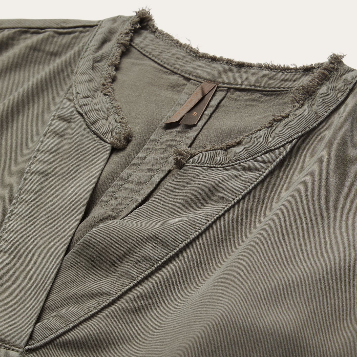 Olive Twill Peasant Blouse Women