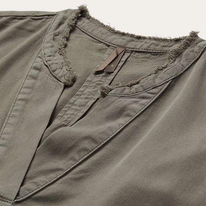 Olive Twill Peasant Blouse Women