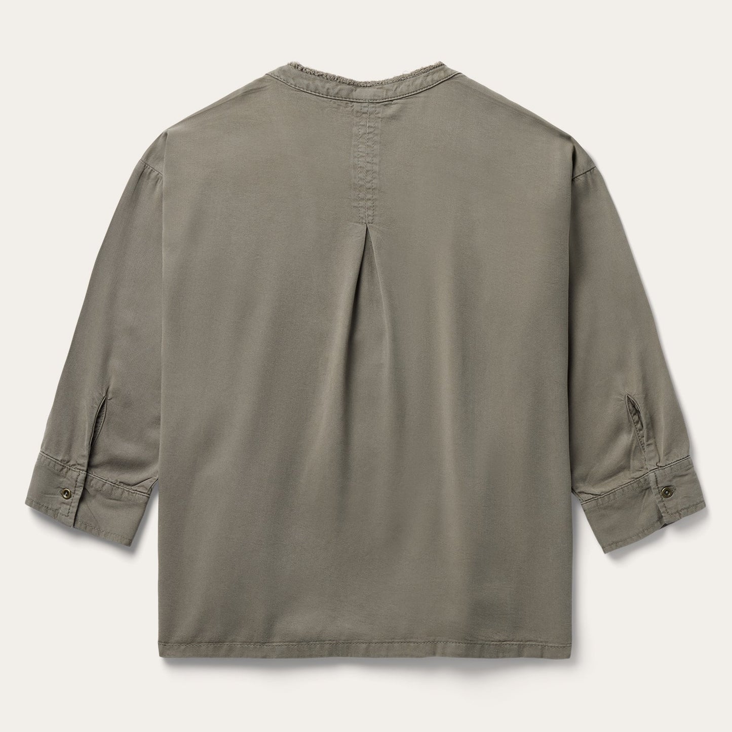 Olive Twill Peasant Blouse Women