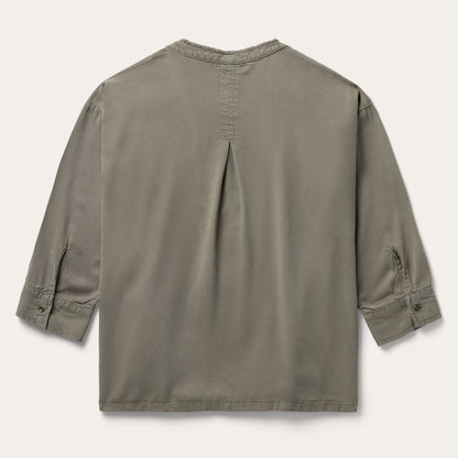 Olive Twill Peasant Blouse Women