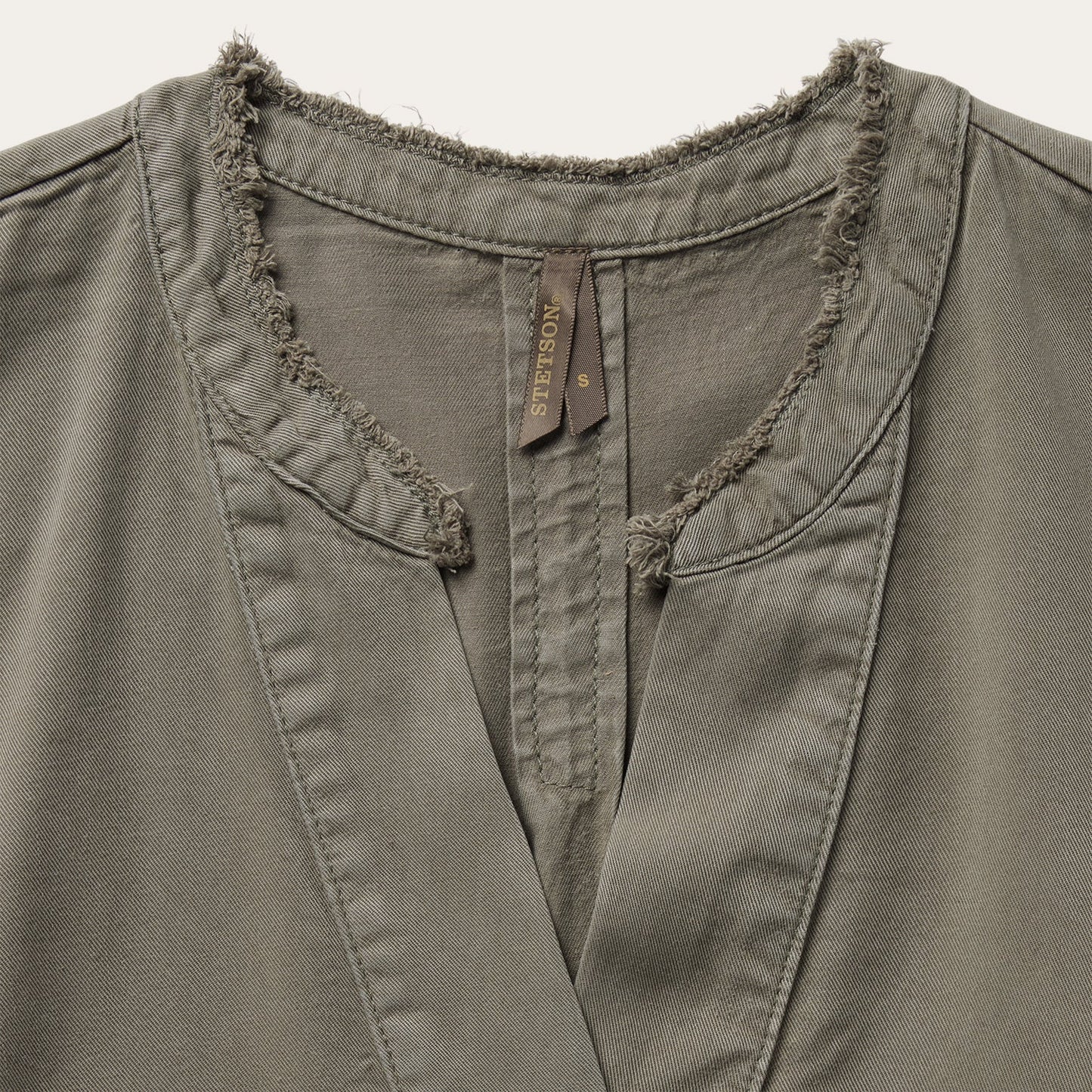 Olive Twill Peasant Blouse Women