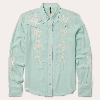 Aqua Crepe Western Shirt Women