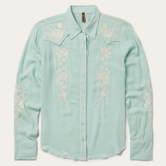Aqua Crepe Western Shirt Women
