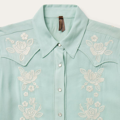 Aqua Crepe Western Shirt Women