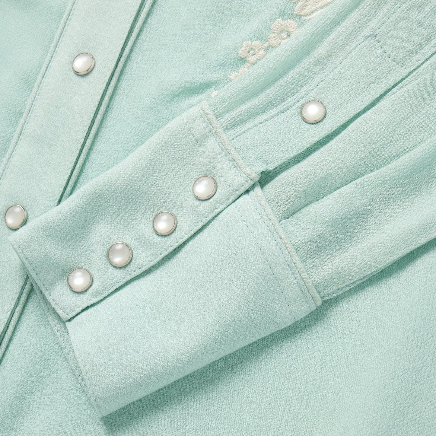 Aqua Crepe Western Shirt Women