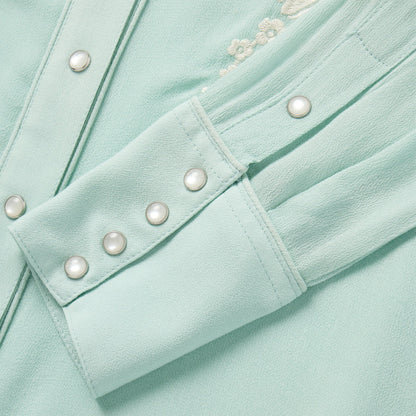 Aqua Crepe Western Shirt Women