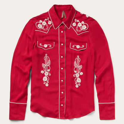 Embroidered Retro Western Shirt Women