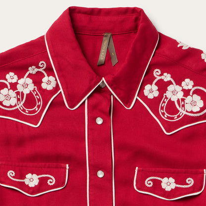 Embroidered Retro Western Shirt Women