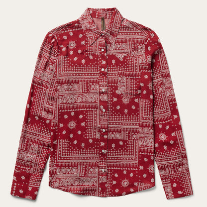 Red Bandana Patchwork Shirt Women