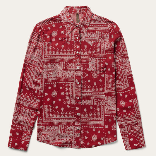 Red Bandana Patchwork Shirt Women