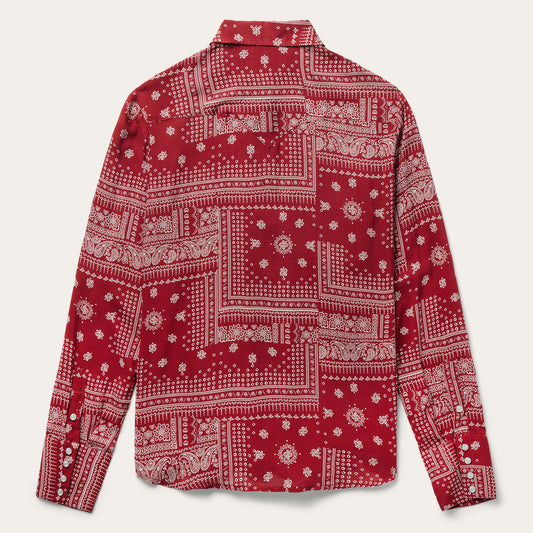 Red Bandana Patchwork Shirt Women