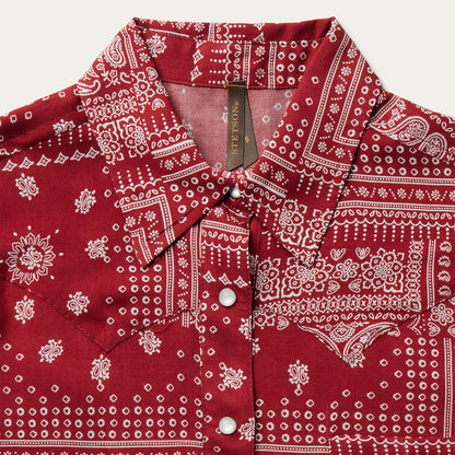 Red Bandana Patchwork Shirt Women