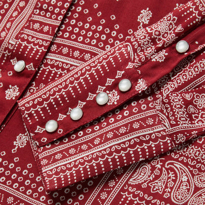 Red Bandana Patchwork Shirt Women