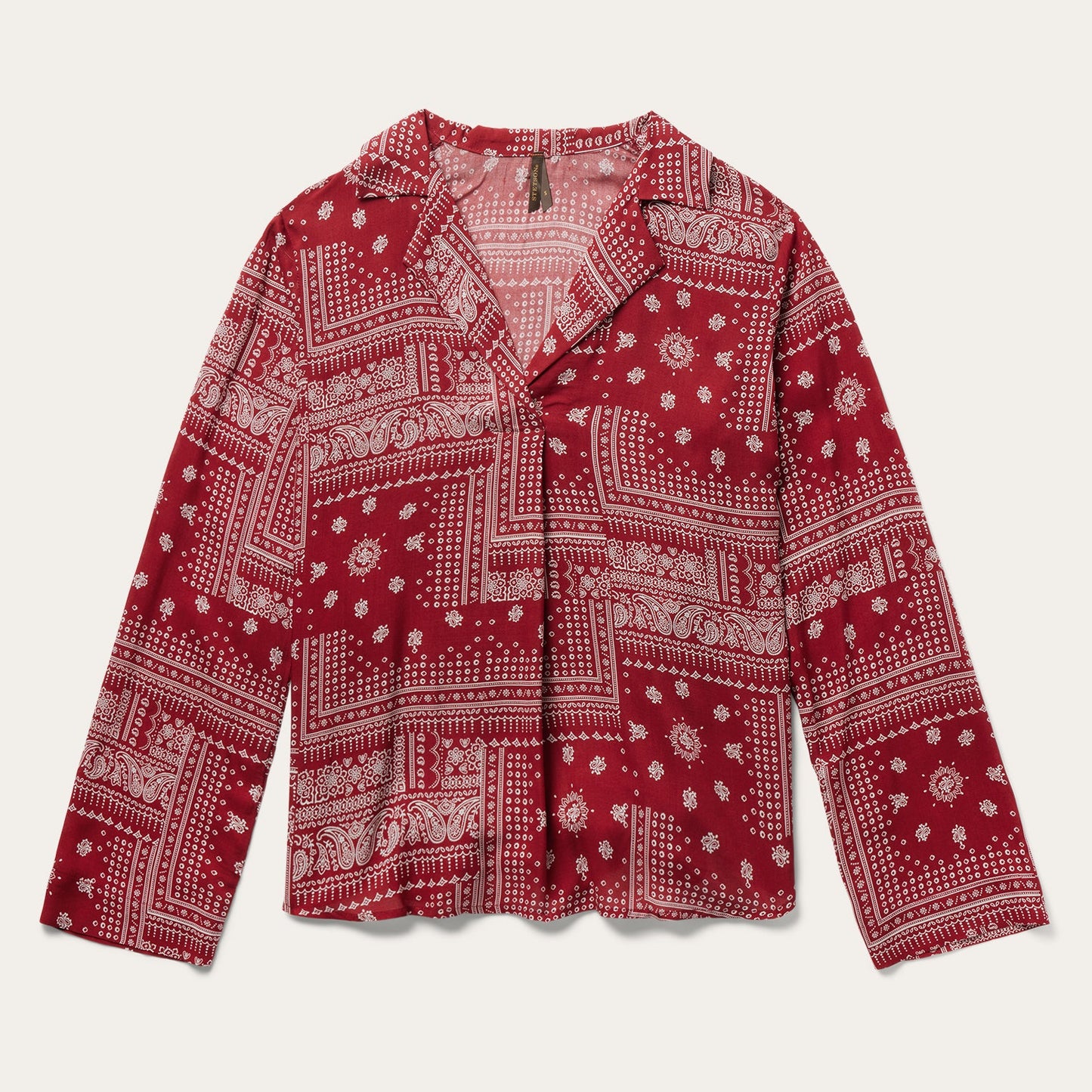 Red Bandana Patchwork Blouse Women