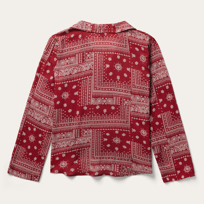 Red Bandana Patchwork Blouse Women