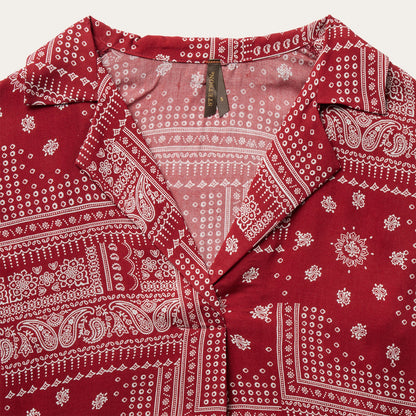 Red Bandana Patchwork Blouse Women