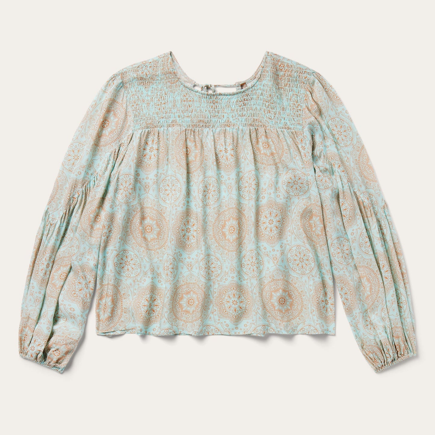 Mandala Print Peasant Blouse Women