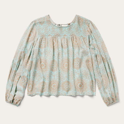 Mandala Print Peasant Blouse Women